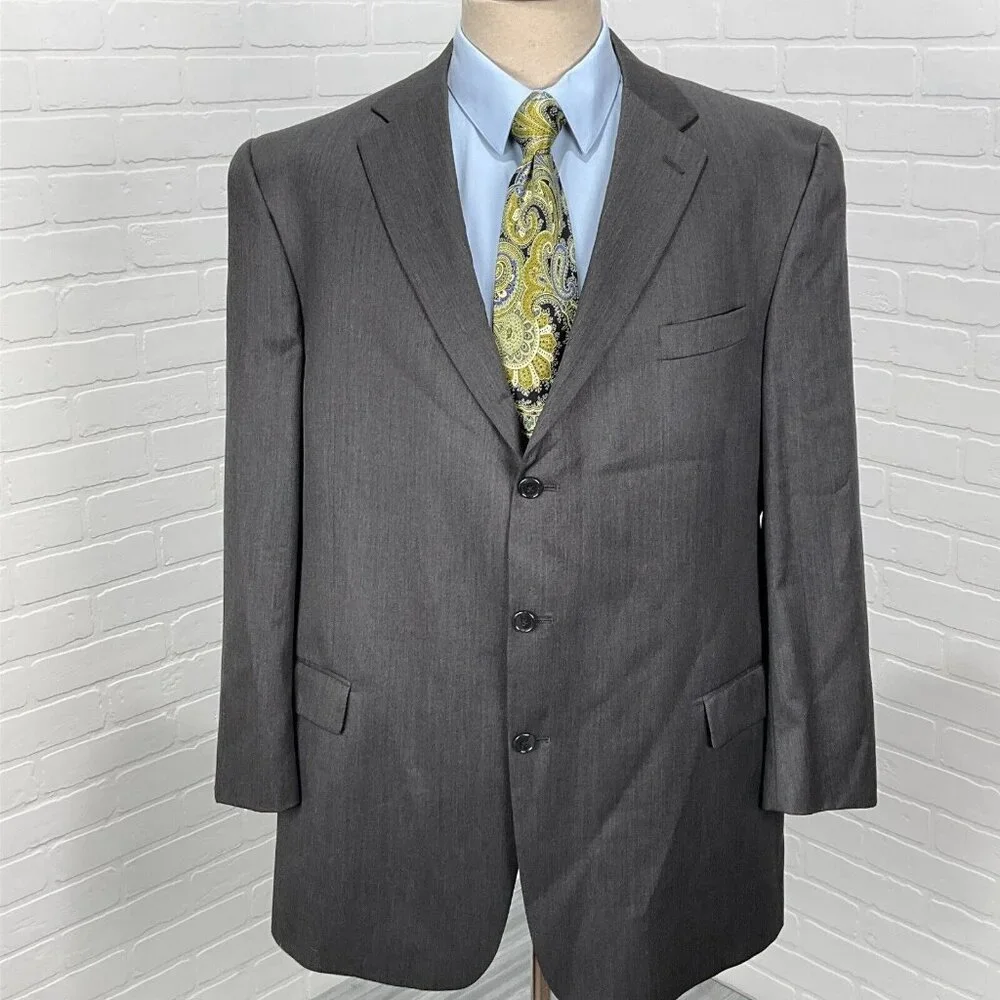 Hart Schaffner Marx Blazer Men 46 Gray Bespoke Gold Trumpeter Classic USA Jacket